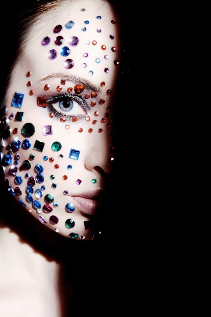 woman, face, diamonds