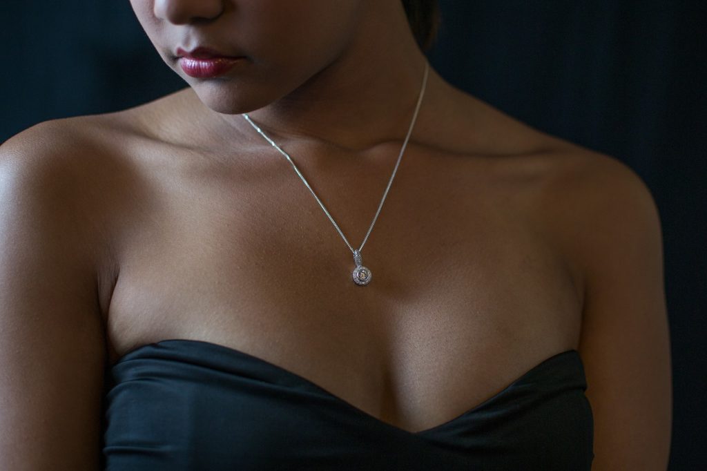 lady, black dress, jewellery